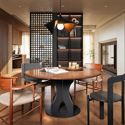 Mid-Century Modern Sculptural Wood Grain Pendant Light - Flyachilles