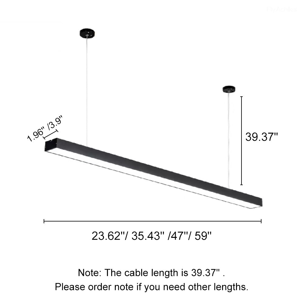 Minimalist Black LED Recessed Office Hanging Suspended Linear Light - Flyachilles