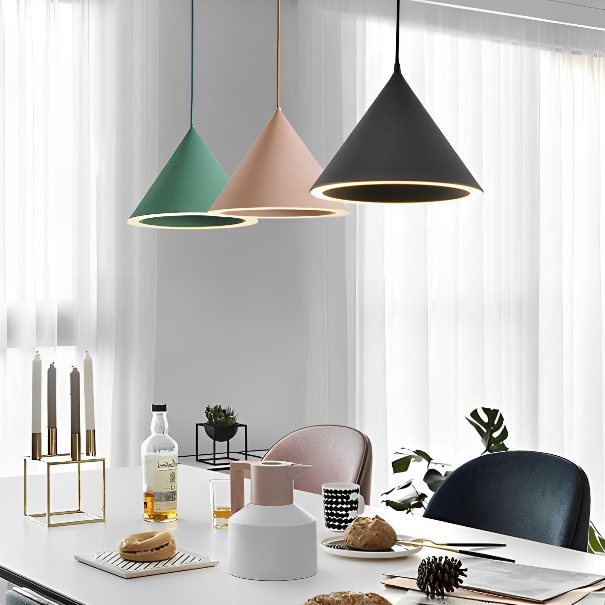 Minimalist Conical LED Macaron Color Pendant Light Island Lighting Chandelier - Flyachilles