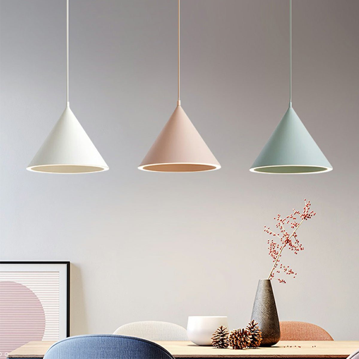 Minimalist Conical LED Macaron Color Pendant Light Island Lighting Chandelier - Flyachilles
