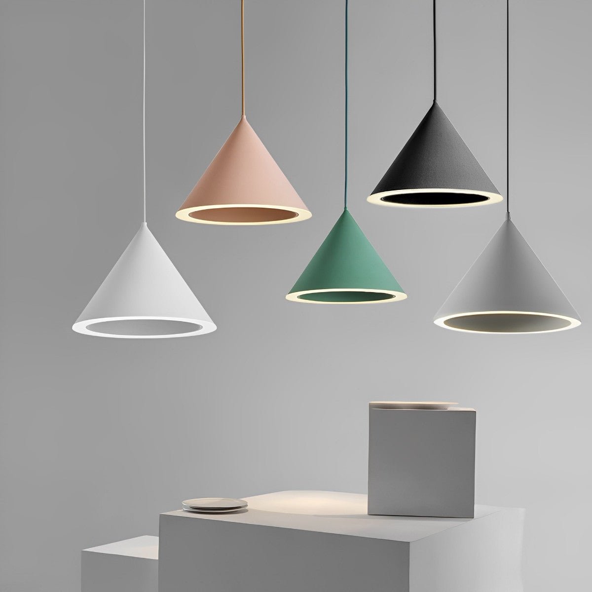 Minimalist Conical LED Macaron Color Pendant Light Island Lighting Chandelier - Flyachilles