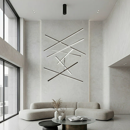 Minimalist Geometric Tiered Strip Dimming LED Black Modern Chandelier - Flyachilles