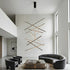 Minimalist Geometric Tiered Strip Dimming LED Black Modern Chandelier - Flyachilles