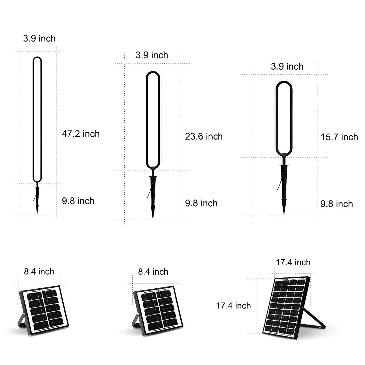 Minimalist Long Oval Ring Led Waterproof Black Modern Solar Lights - Flyachilles