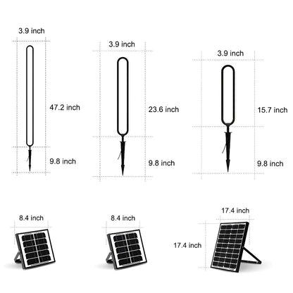 Minimalist Long Oval Ring Led Waterproof Black Modern Solar Lights - Flyachilles