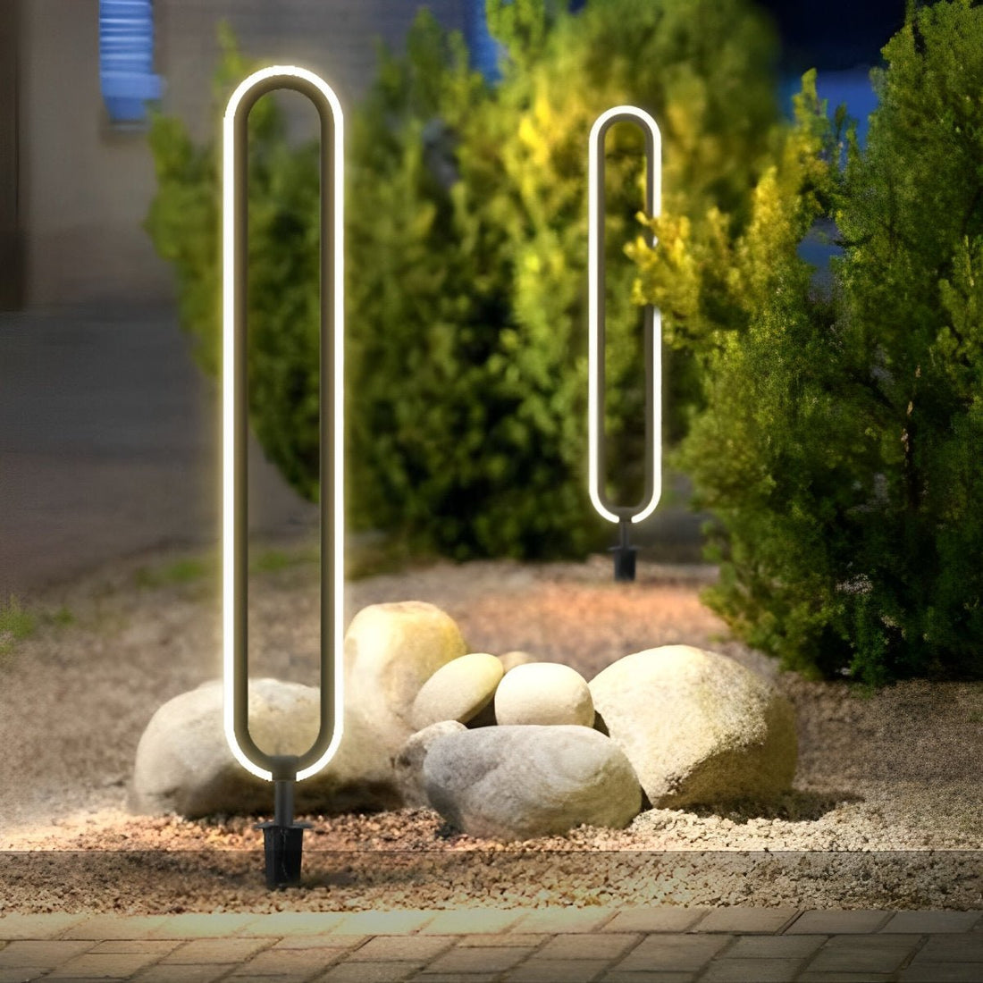 Minimalist Long Oval Ring Led Waterproof Black Modern Solar Lights - Flyachilles