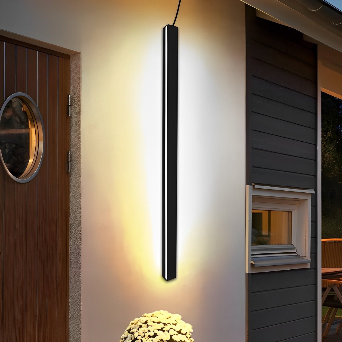 Minimalist Long Strip LED Waterproof Black Modern Solar Wall Light - Flyachilles