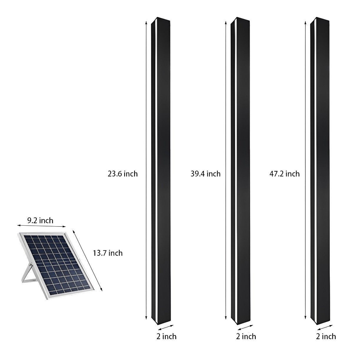 Minimalist Long Strip LED Waterproof Black Modern Solar Wall Light - Flyachilles