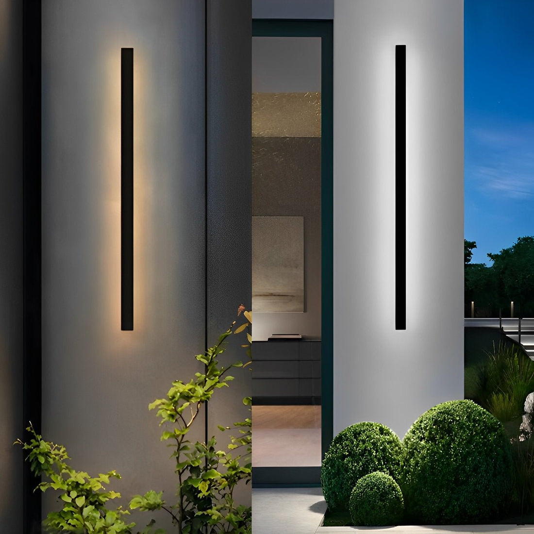 Minimalist Long Strip LED Waterproof Black Modern Solar Wall Light - Flyachilles