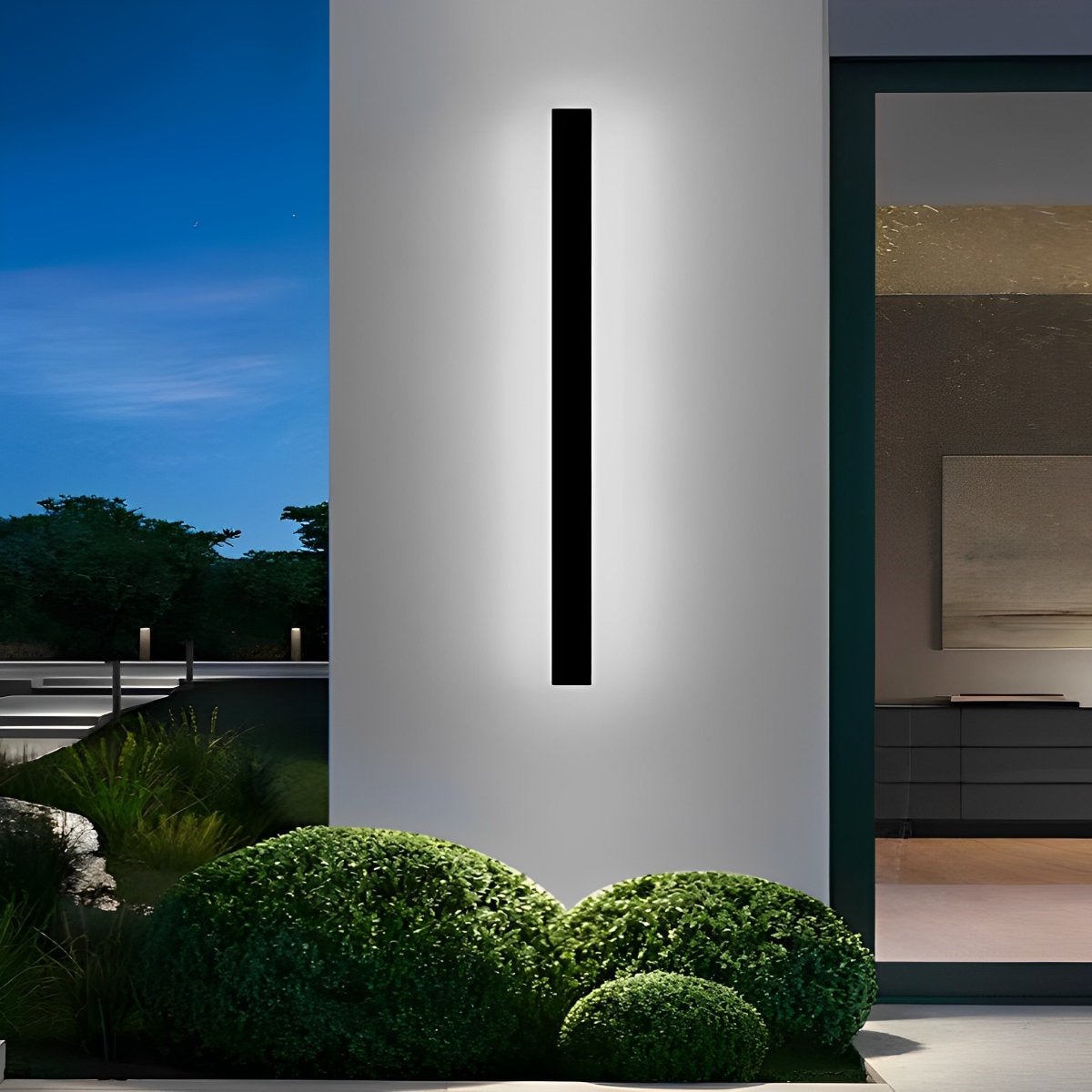 Minimalist Long Strip LED Waterproof Black Modern Solar Wall Light - Flyachilles