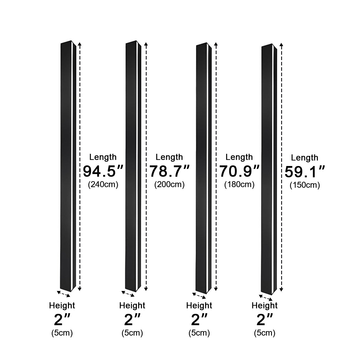 Minimalist Long Strip LED Waterproof Black Modern Solar Wall Light - Flyachilles