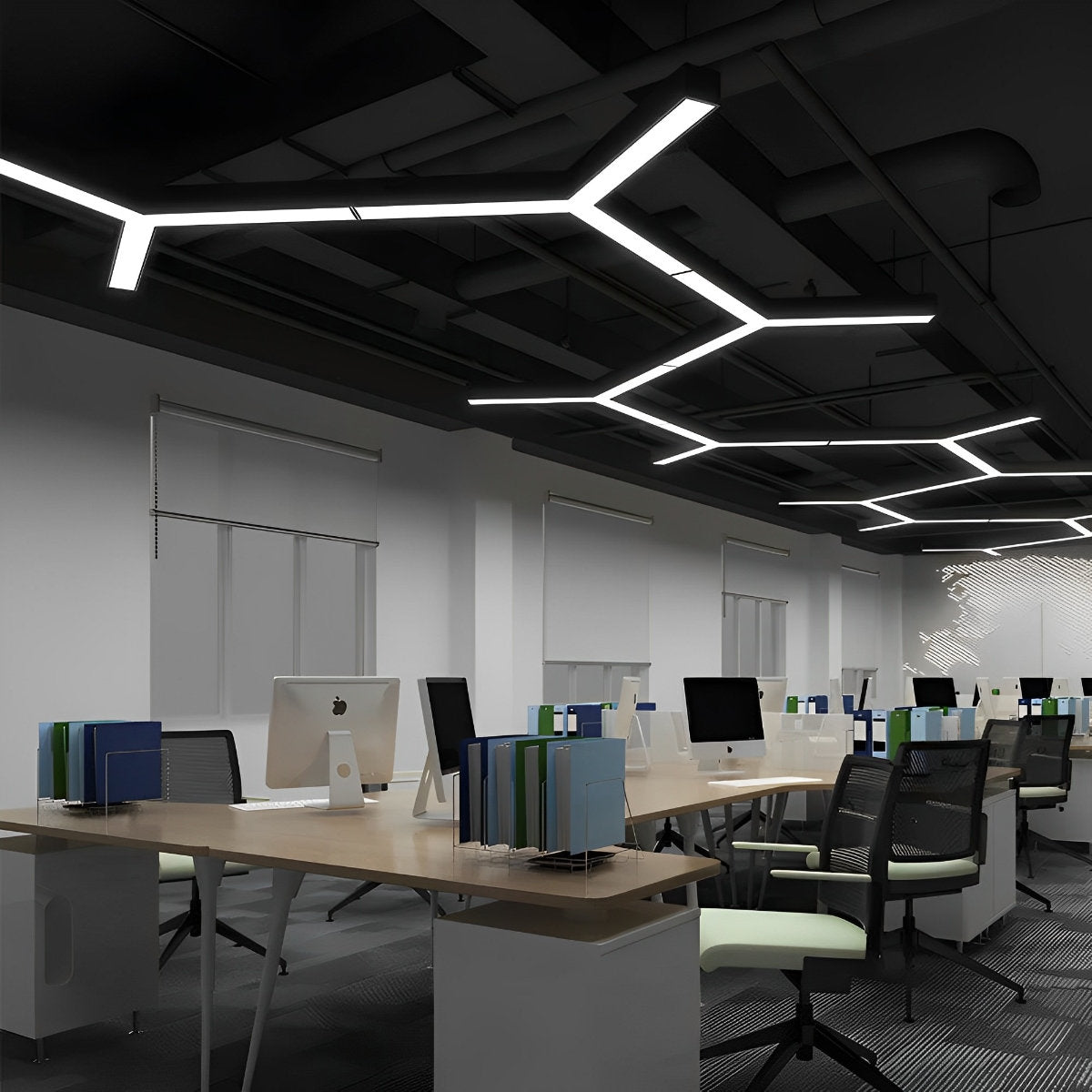 Minimalist Modern Geometric Y - Shaped Office Chandelier LED Hanging Ceiling Lighting - Flyachilles