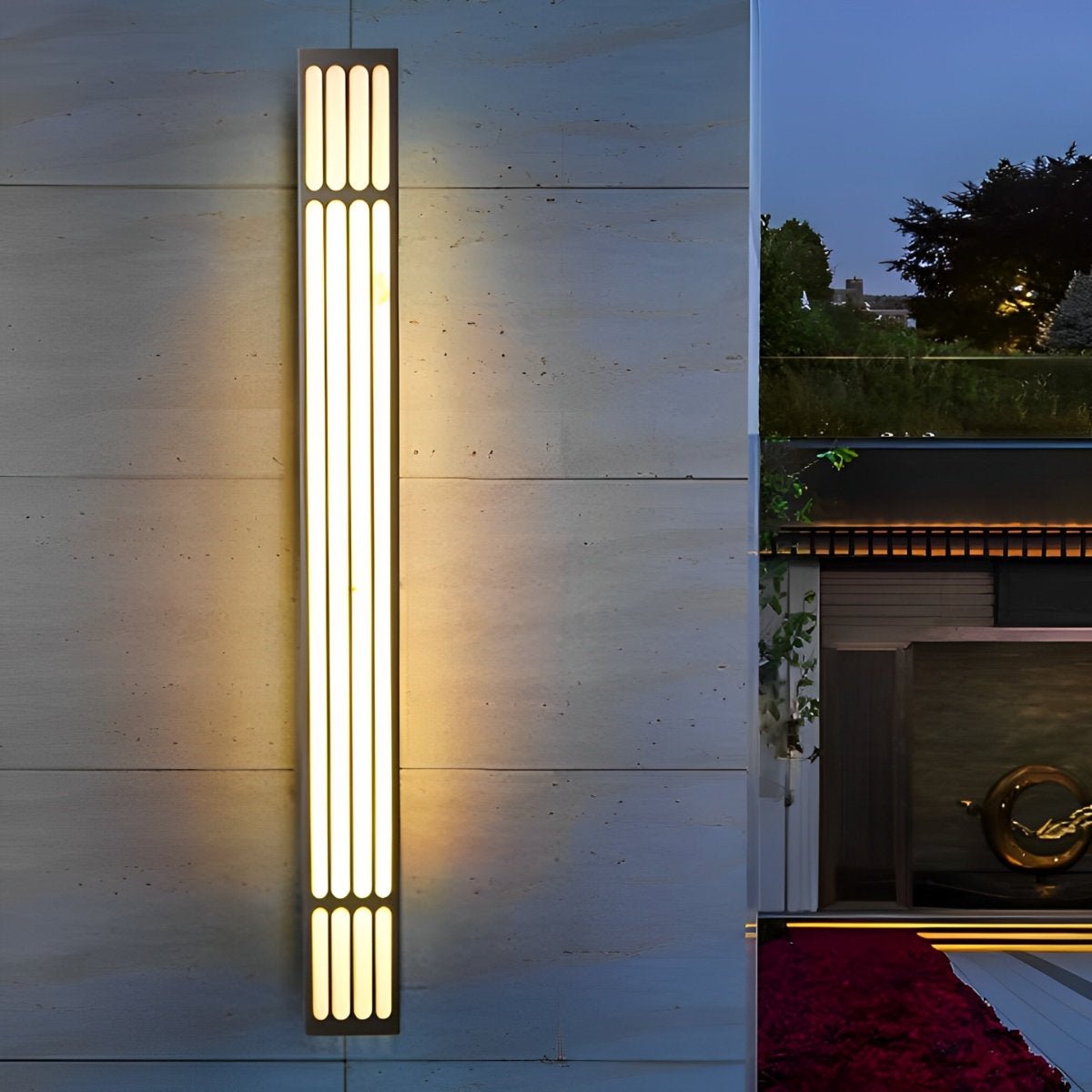 Minimalist Modern Linear Rectangular Waterproof Black Outdoor Wall Sconce - Flyachilles