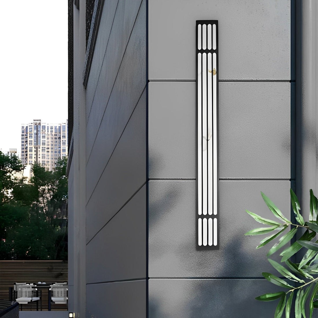 Minimalist Modern Linear Rectangular Waterproof Black Outdoor Wall Sconce - Flyachilles