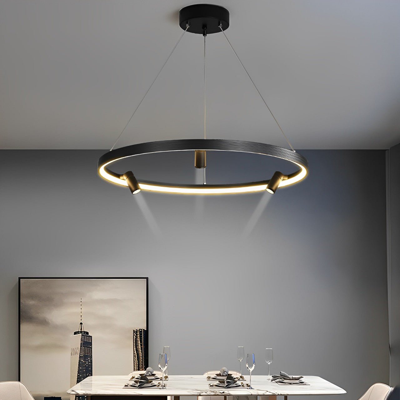 Minimalist Round Ring Creative LED Chandelier Hanging Lamp - Flyachilles