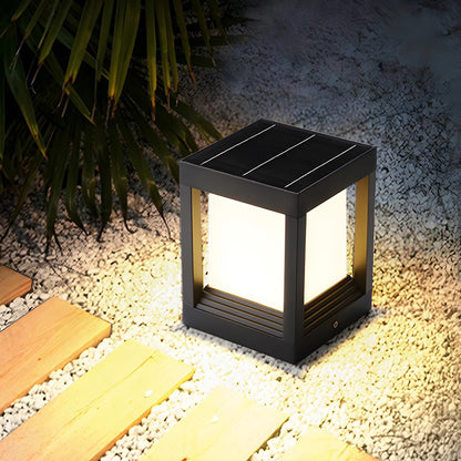 Minimalist Square Waterproof LED Black Modern Solar Fence Post Lights Colum Light - Flyachilles