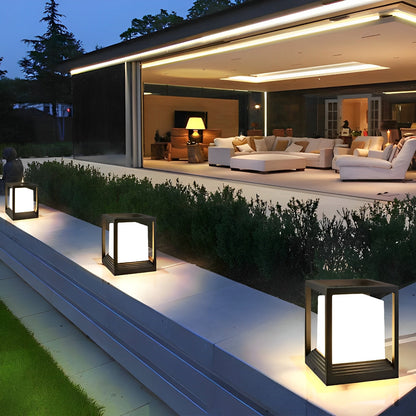 Minimalist Square Waterproof LED Black Modern Solar Fence Post Lights Colum Light - Flyachilles