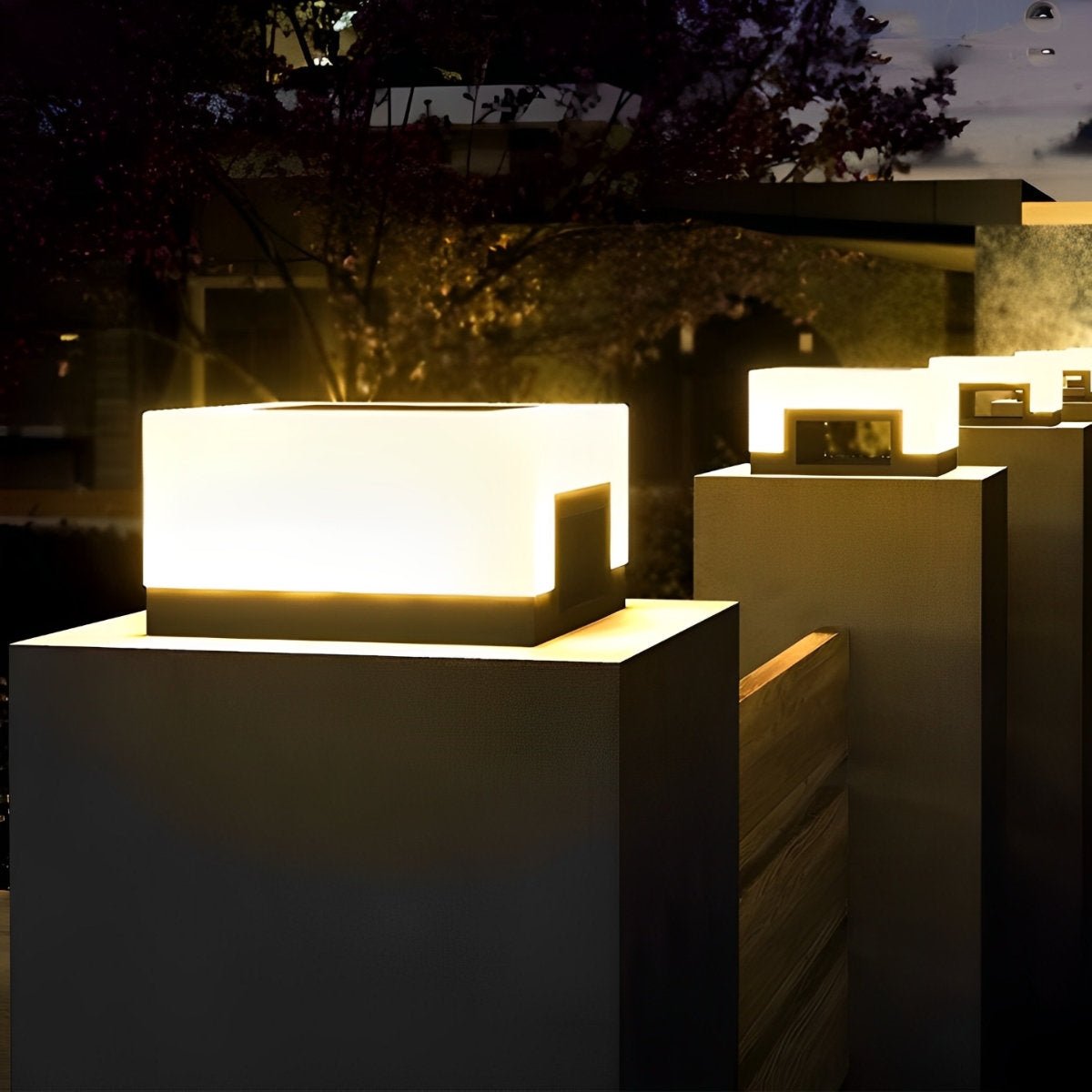 Minimalistische quadratische wasserdichte LED schwarze moderne Solar-Pfostenkappen-Leuchten - Flyachilles