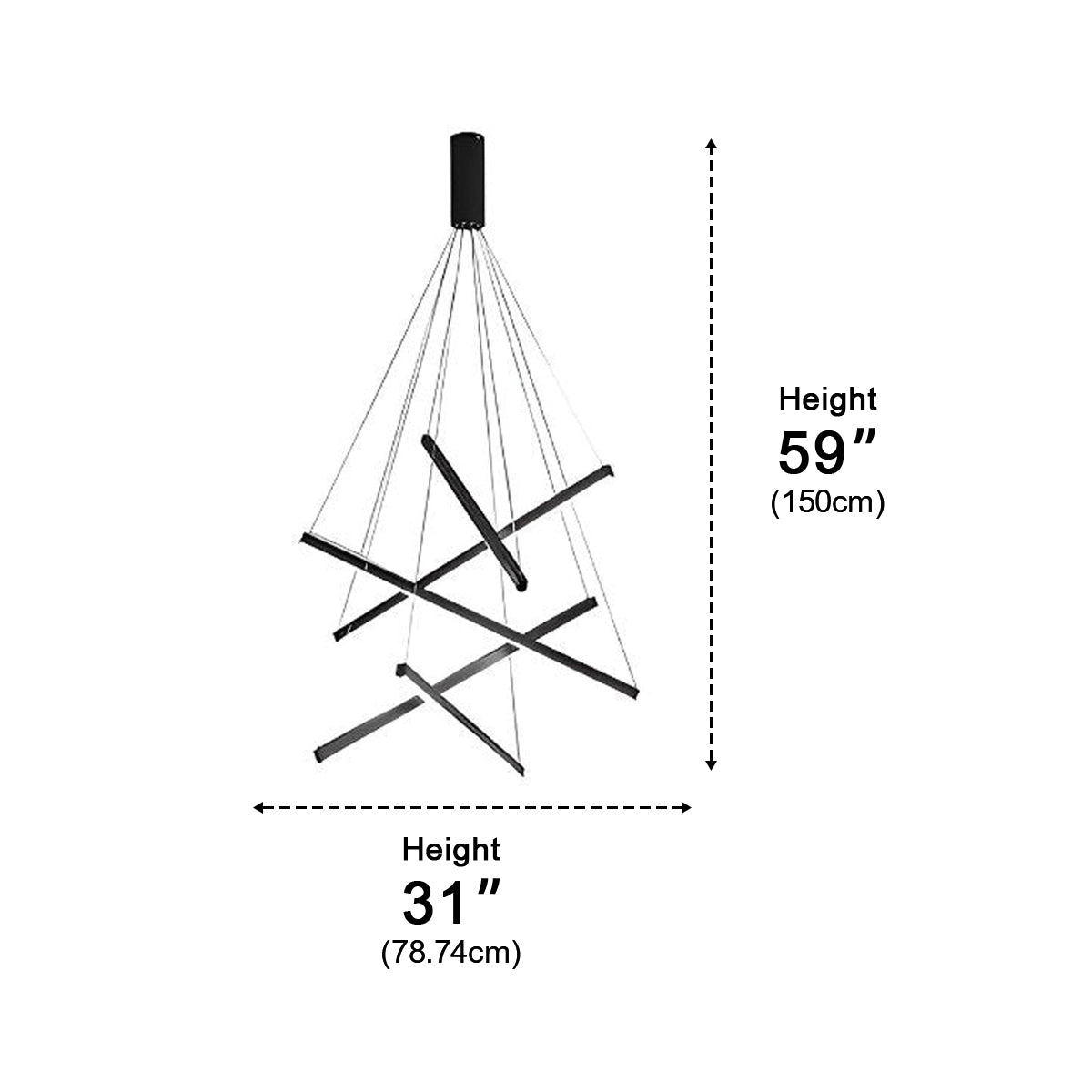 Minimalist Strip Stepless Dimming LED Black Modern Chandelier - Flyachilles