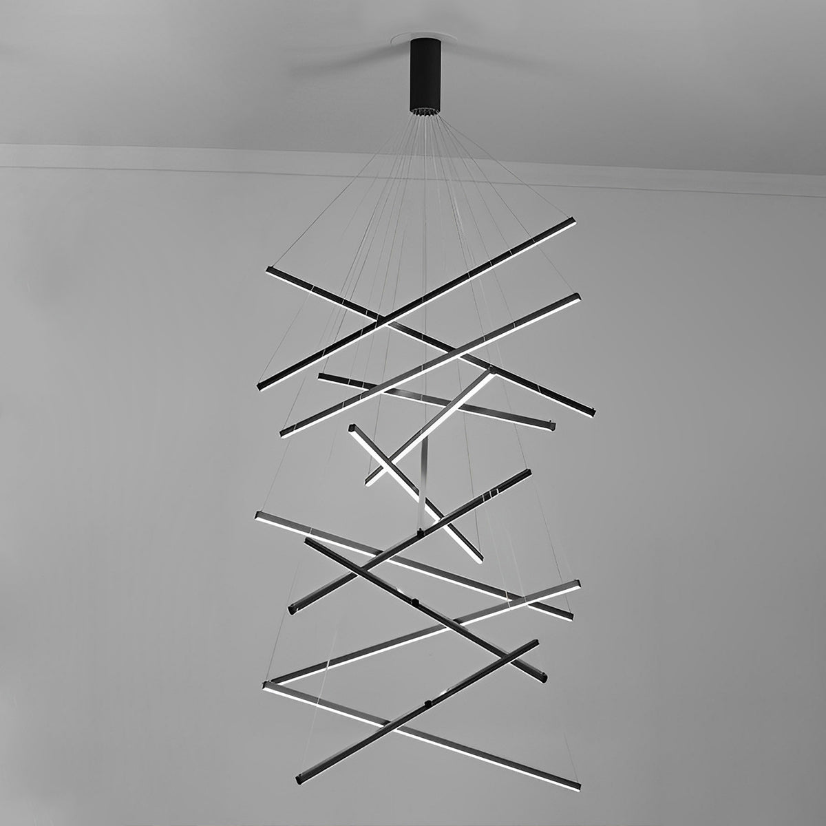 Minimalist Strip Stepless Dimming LED Black Modern Chandelier - Flyachilles