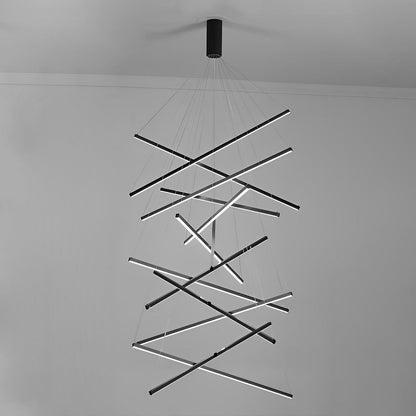 Minimalist Strip Stepless Dimming LED Black Modern Chandelier - Flyachilles