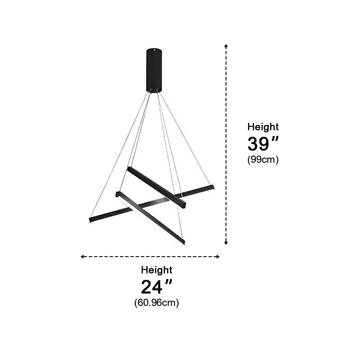 Minimalist Strip Stepless Dimming LED Black Modern Chandelier - Flyachilles