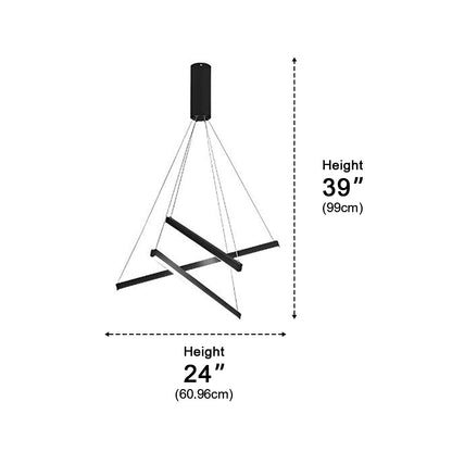Minimalist Strip Stepless Dimming LED Black Modern Chandelier - Flyachilles