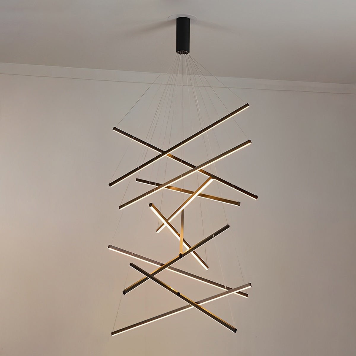 Minimalist Strip Stepless Dimming LED Black Modern Chandelier - Flyachilles