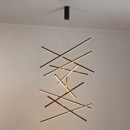 Minimalist Strip Stepless Dimming LED Black Modern Chandelier - Flyachilles