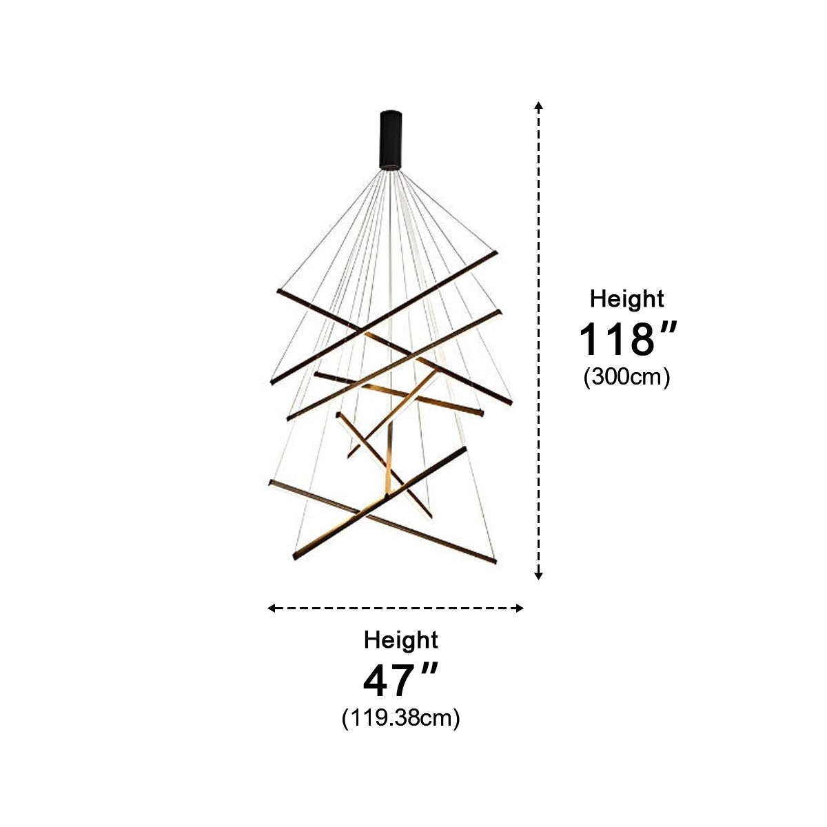 Minimalist Strip Stepless Dimming LED Black Modern Chandelier - Flyachilles