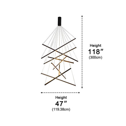 Minimalist Strip Stepless Dimming LED Black Modern Chandelier - Flyachilles