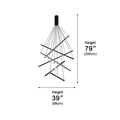 Minimalist Strip Stepless Dimming LED Black Modern Chandelier - Flyachilles