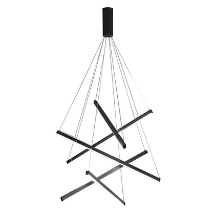 Minimalist Strip Stepless Dimming LED Black Modern Chandelier with Remote - Flyachilles