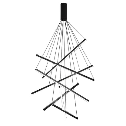 Minimalist Strip Stepless Dimming LED Black Modern Chandelier with Remote - Flyachilles