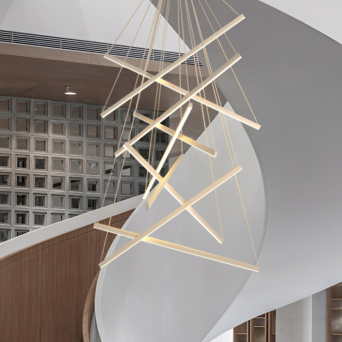 Minimalist Strip Stepless Dimming LED White Modern Chandelier - Flyachilles