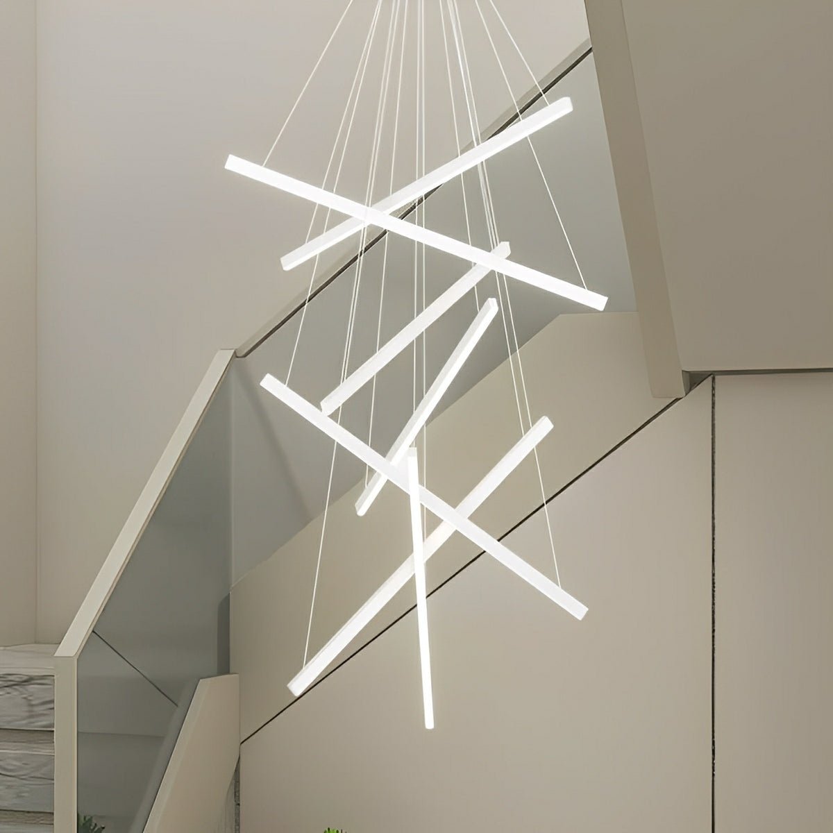 Minimalist Strip Stepless Dimming LED White Modern Chandelier - Flyachilles