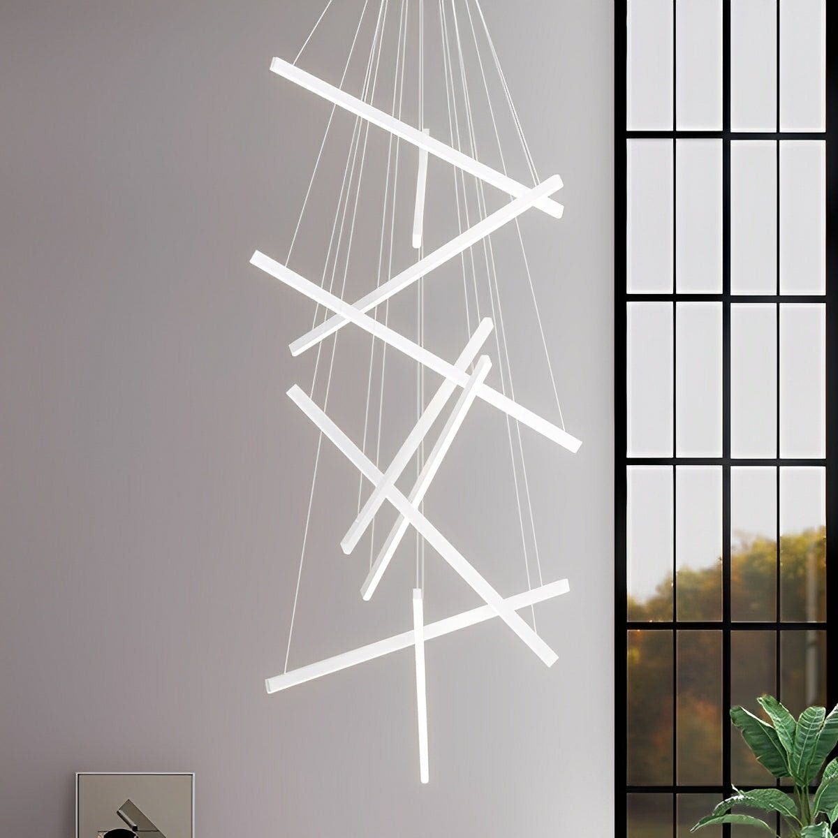 Minimalist Strip Stepless Dimming LED White Modern Chandelier - Flyachilles