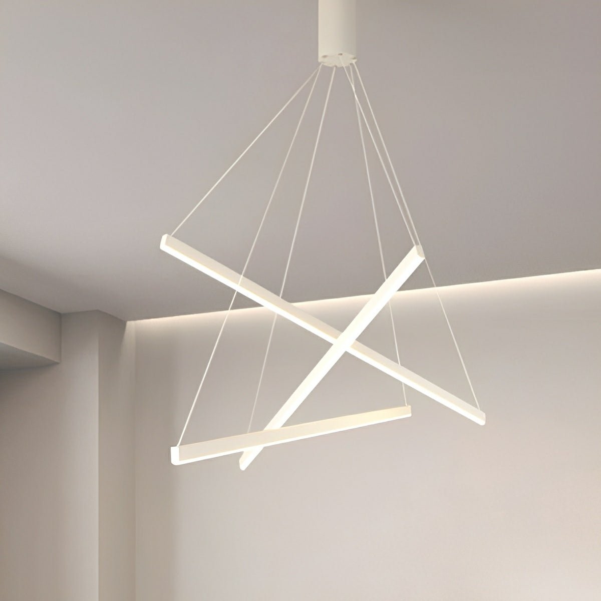 Minimalist Strip Stepless Dimming LED White Modern Chandelier - Flyachilles