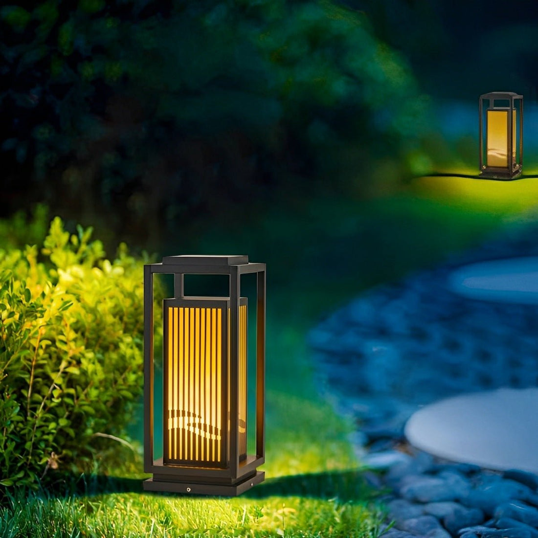 Minimalist Striped LED Black Modern Solar Post Cap Light - Flyachilles