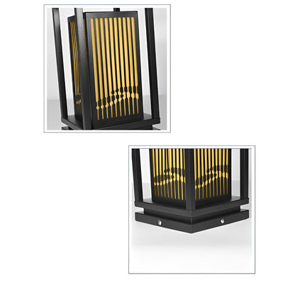 Minimalist Striped LED Black Modern Solar Post Cap Light - Flyachilles