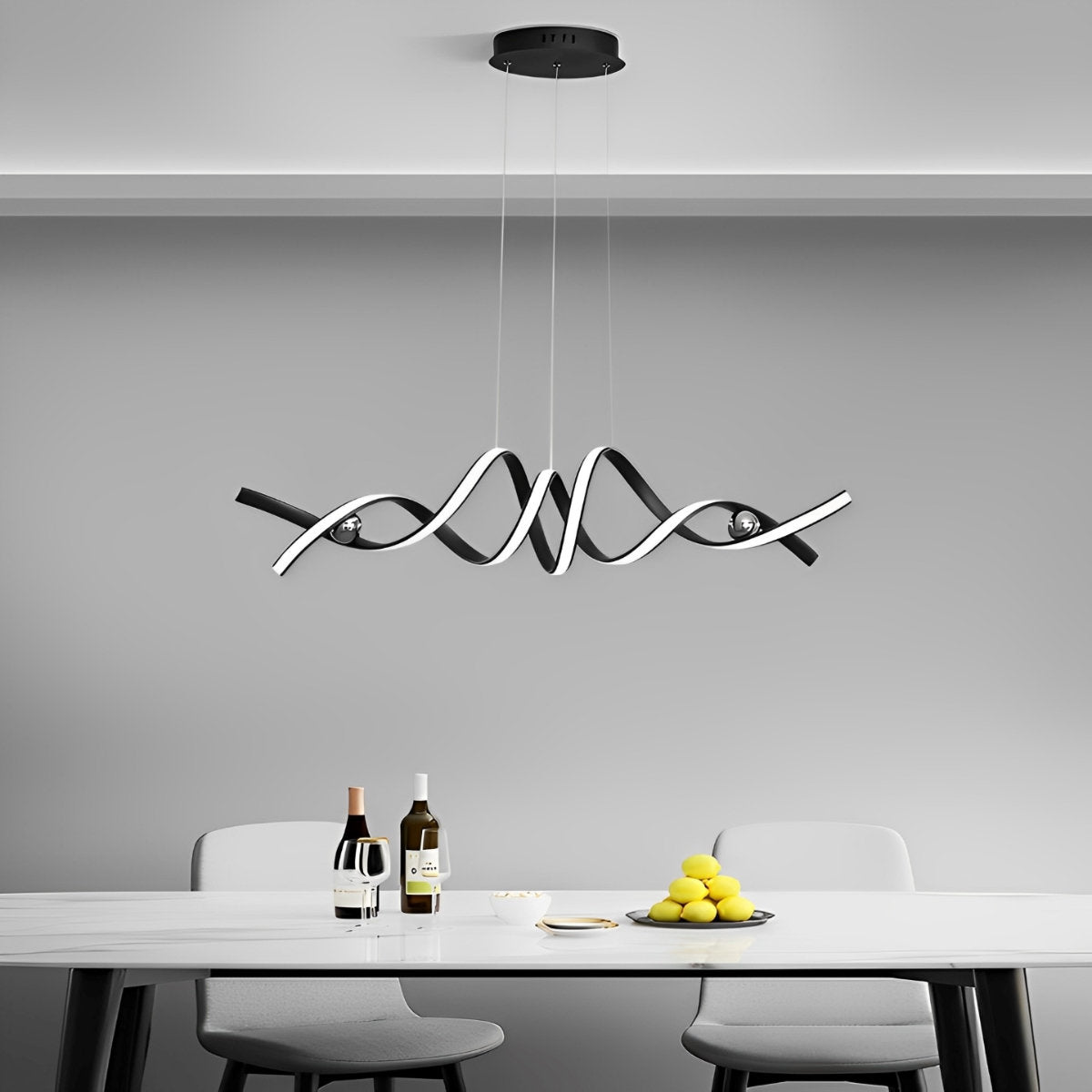 Minimalist Wave Strip Twisted Creative Stepless Dimming LED Chandelier Light Pendant Lamp - Flyachilles