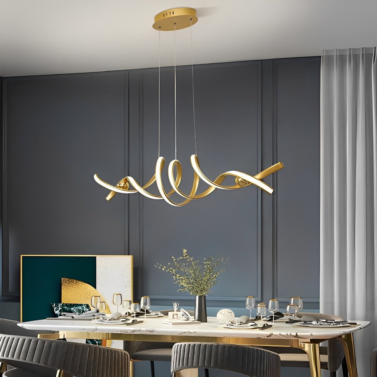 Minimalist Wave Strip Twisted Creative Stepless Dimming LED Chandelier Light Pendant Lamp - Flyachilles