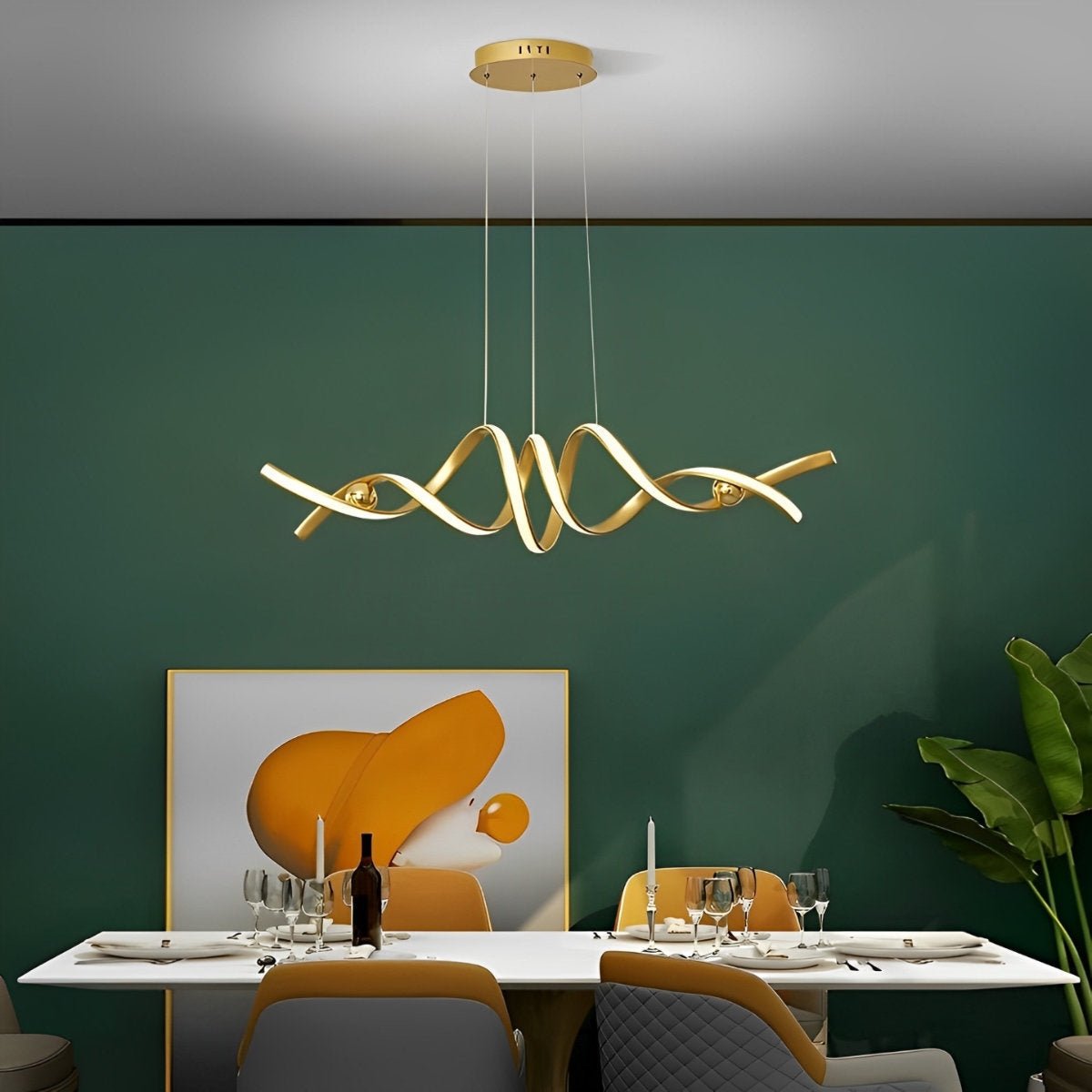 Minimalist Wave Strip Twisted Creative Stepless Dimming LED Chandelier Light Pendant Lamp - Flyachilles