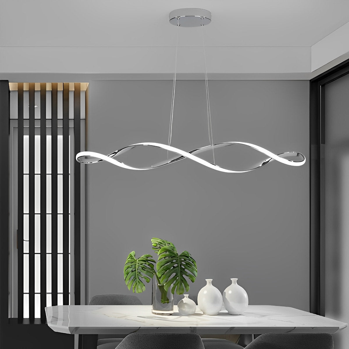 Minimalist Waves Stepless Dimming LED Electroplating Modern Chandelier - Flyachilles