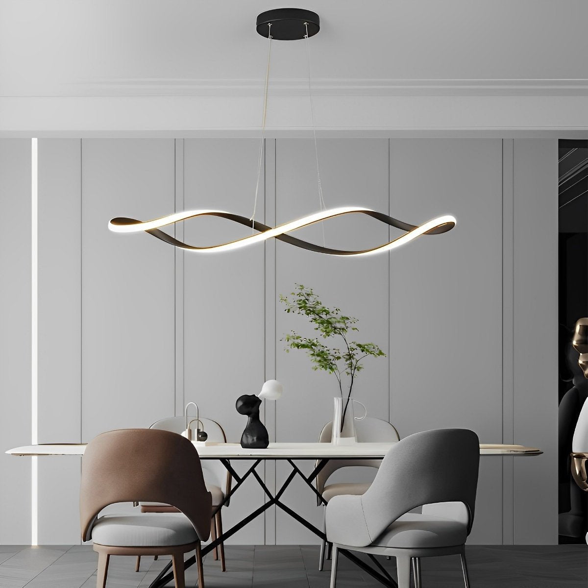 Minimalist Waves Stepless Dimming LED Electroplating Modern Chandelier - Flyachilles