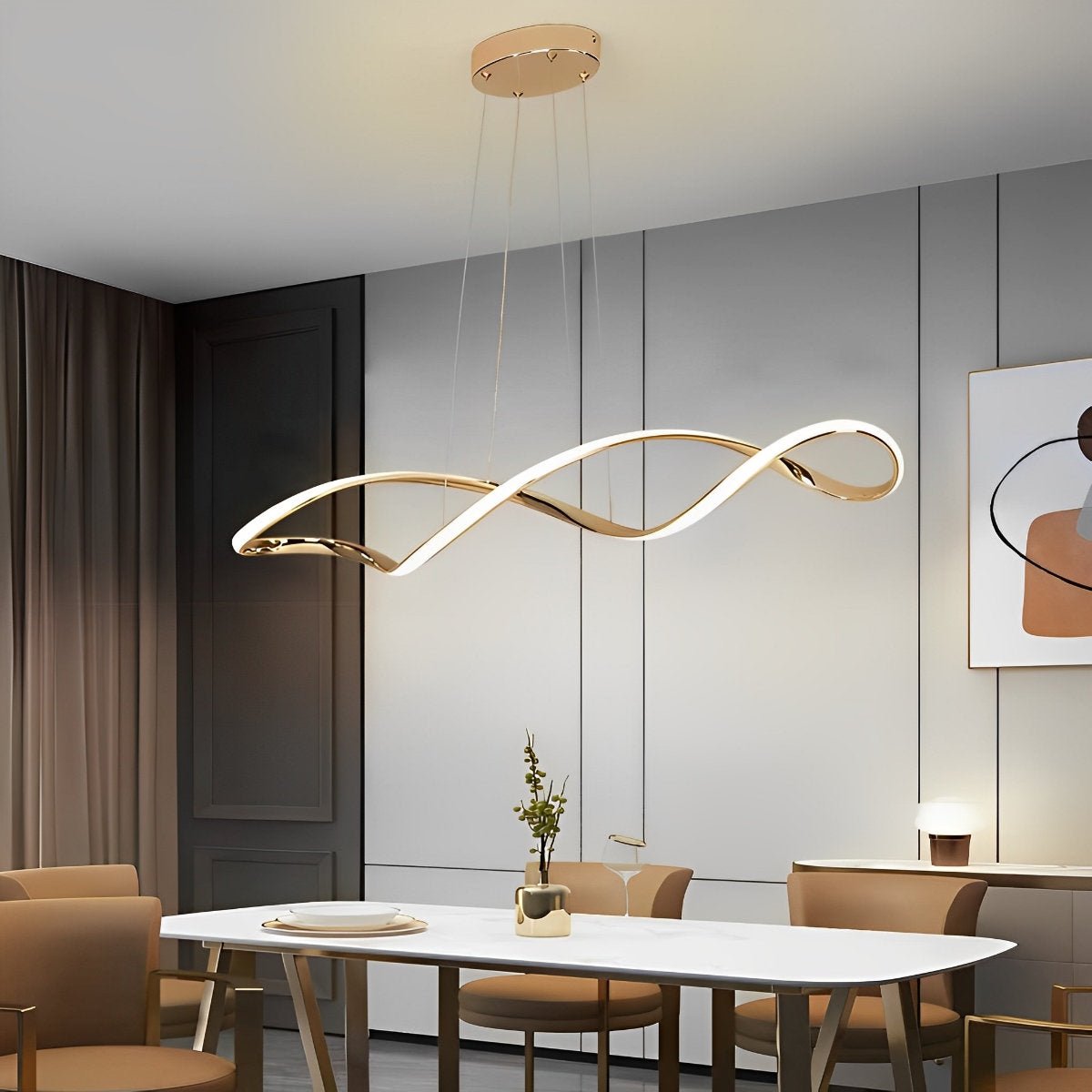 Minimalist Waves Stepless Dimming LED Electroplating Modern Chandelier - Flyachilles