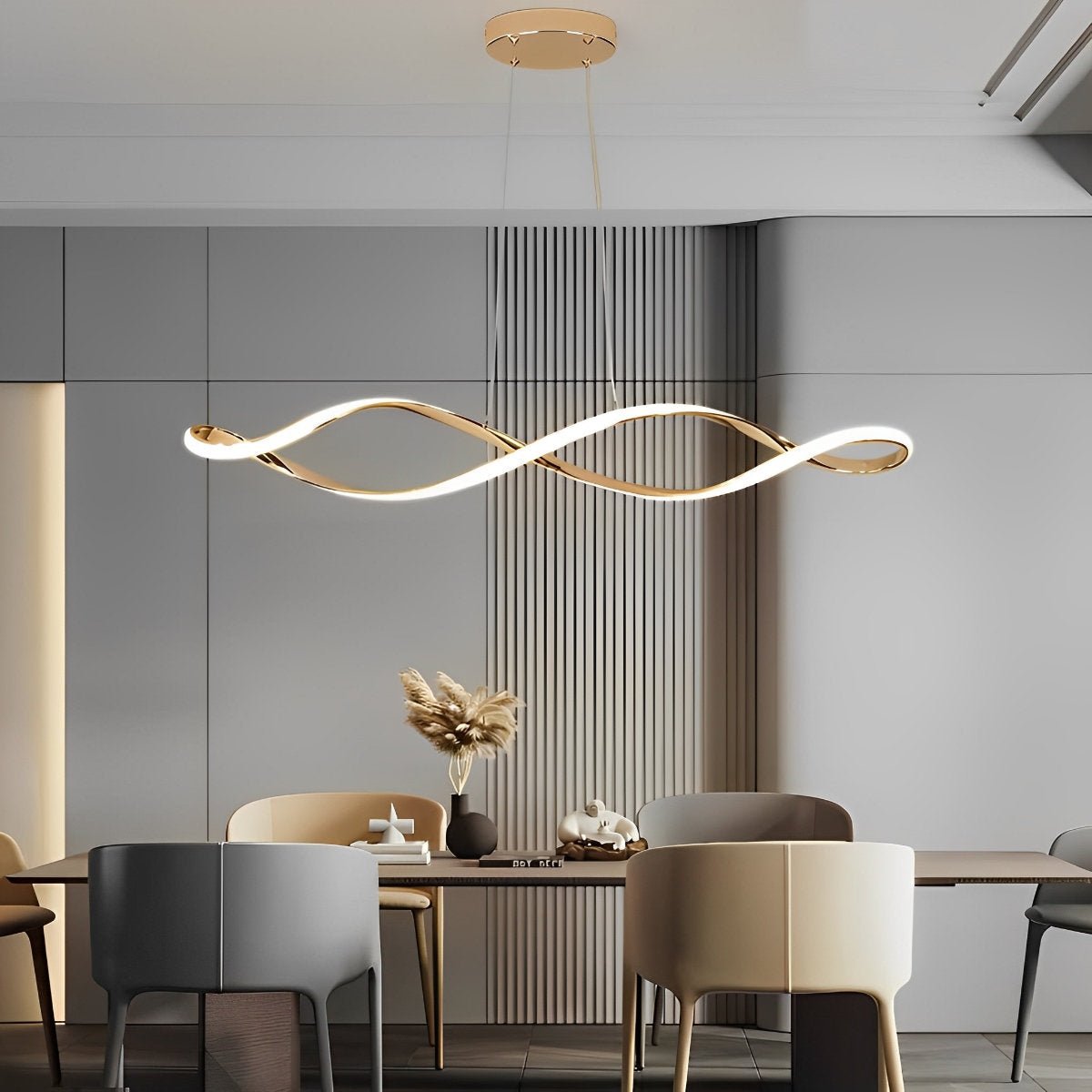 Minimalist Waves Stepless Dimming LED Electroplating Modern Chandelier - Flyachilles