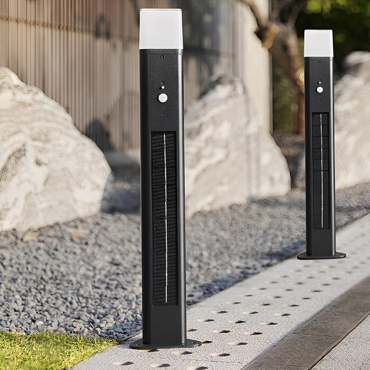 Modern 3 - Sided Solar Triangle LED Outdoor Pathway Bollard Light - Flyachilles