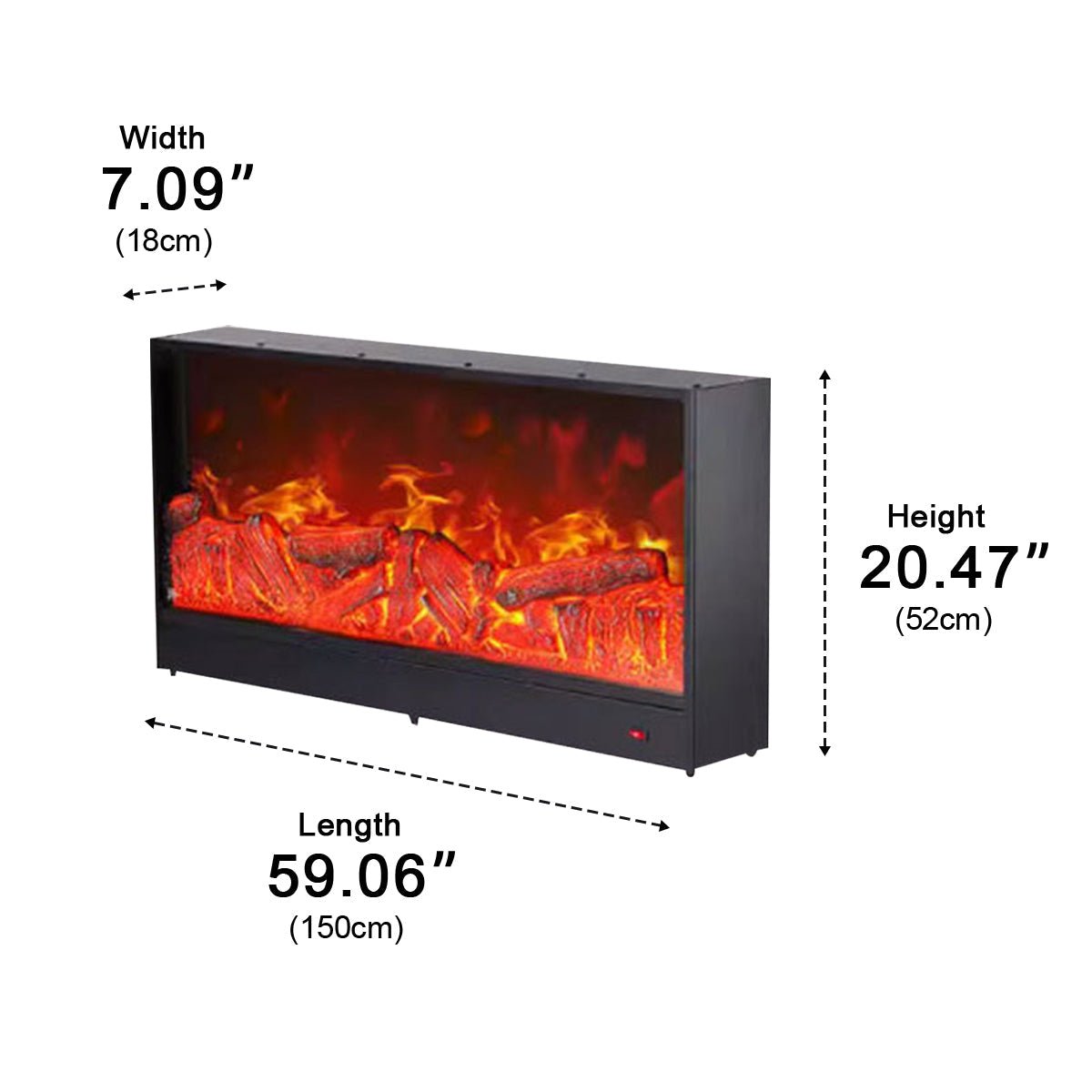 Modern 3D Simulated LED Flame Electric Fireplace Wall Heater - Flyachilles