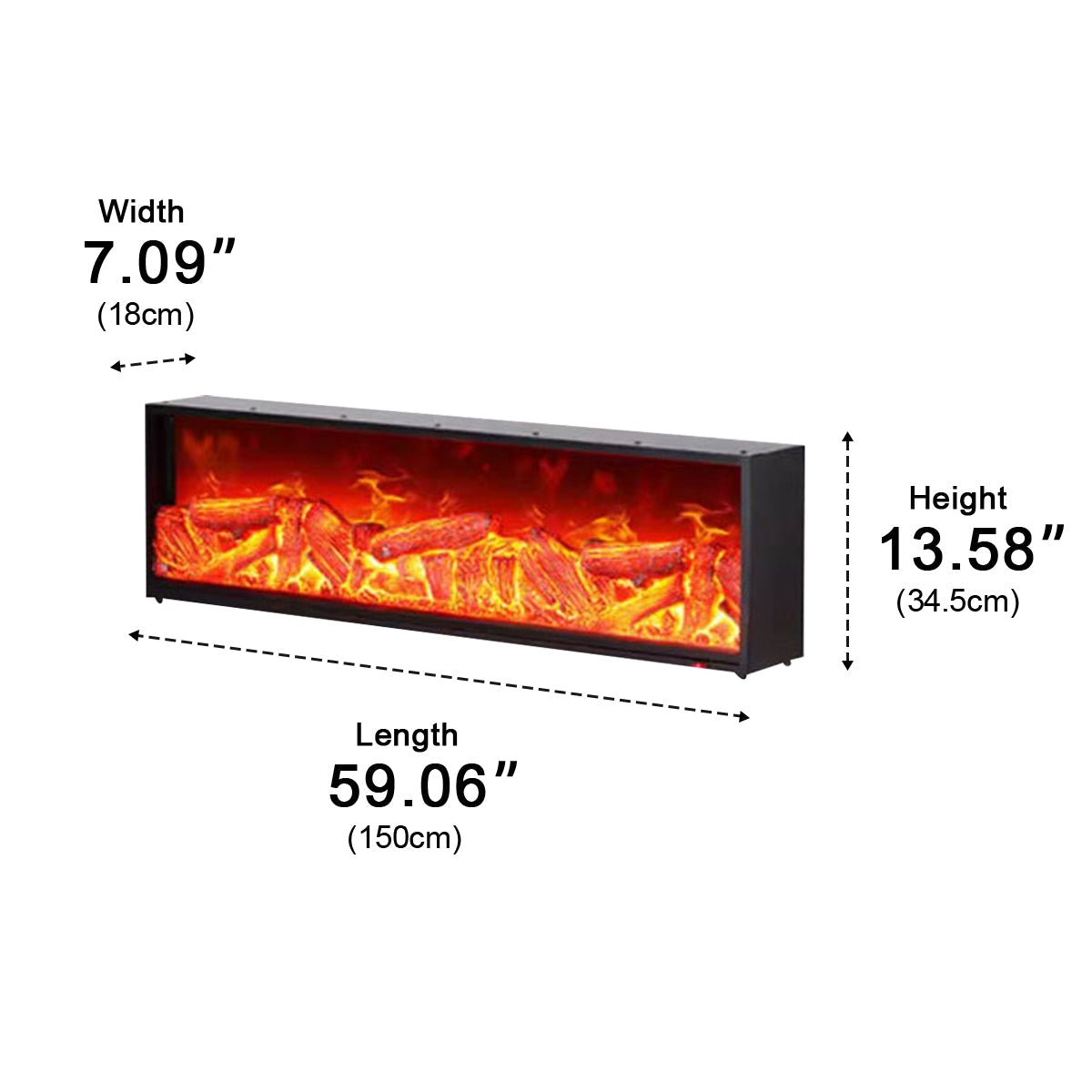 Modern 3D Simulated LED Flame Electric Fireplace Wall Heater - Flyachilles